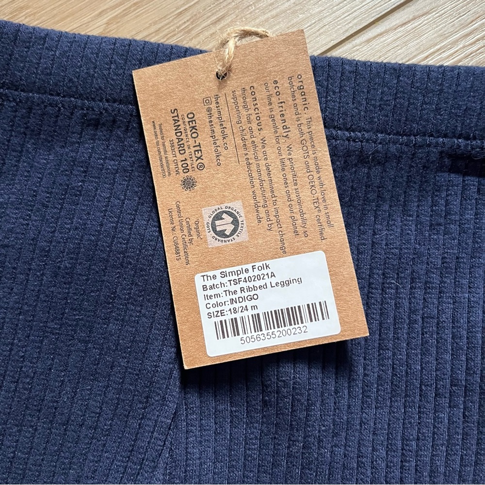 The Simple Folk NWT Baby Ribbed Indigo Blue Leggings - Picture 3 of 8